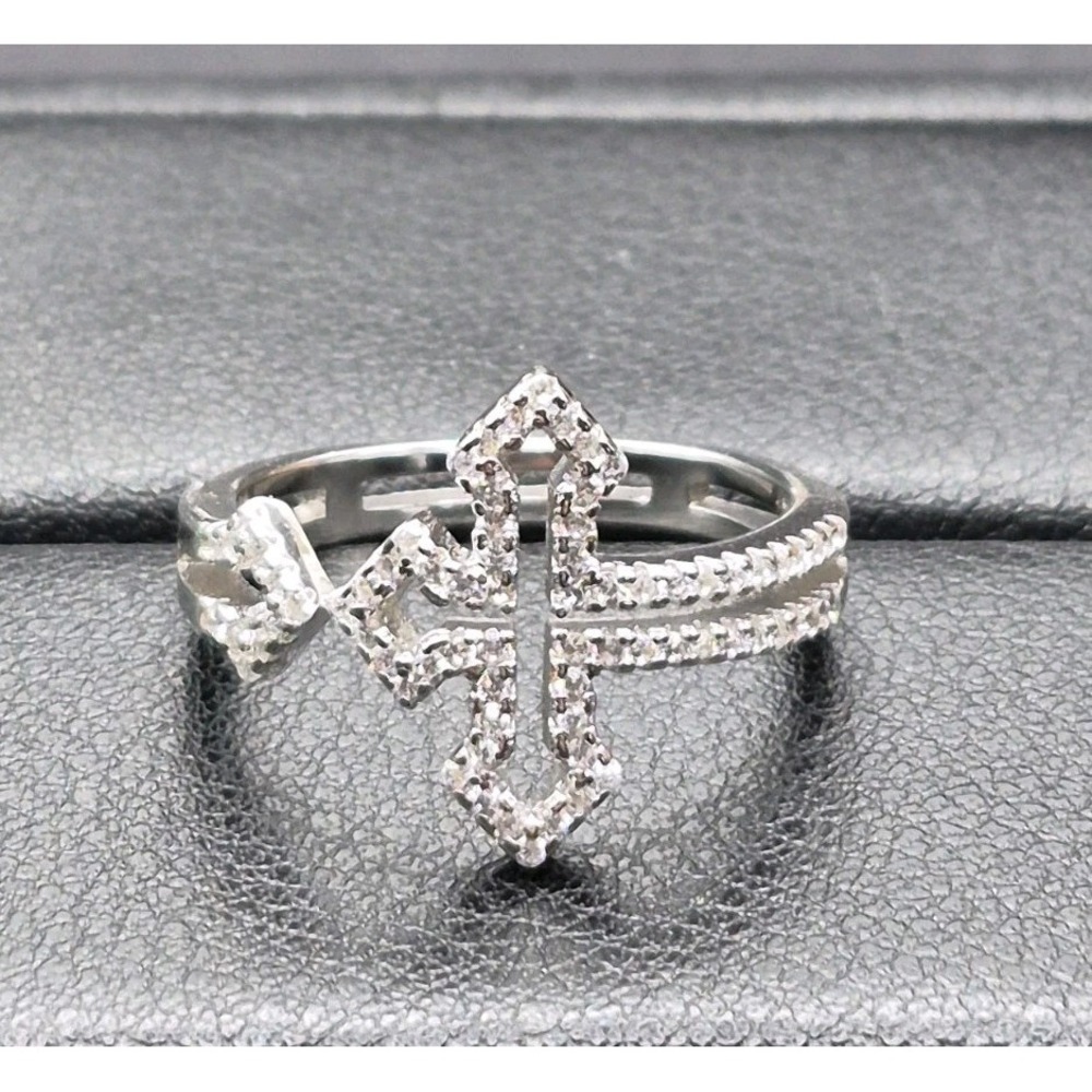 Sterling Silver CZ Open Lateral Cross Ring 3g 925 Size 7 K1